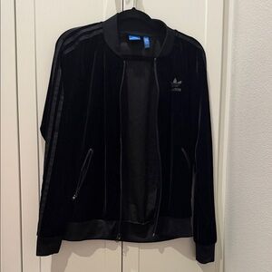 adidas Black Velour Track suite with Subtle Logo size Medium